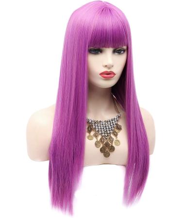 Bestung Light Purple Straight Cosplay Wig 22 Inches Long - Synthetic Full Hair with Bangs for Women - Costume or Daily Wear - 24 Purple - Buy Online on GoSupps.com