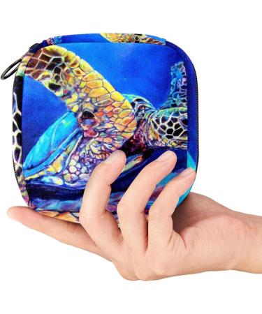 Menstrual Pad Bag with Zipper | Women's Napkin & Tampon Collection Bag (Blue Sea Turtle) - Eco-Friendly & Stylish - Buy Online on GoSupps.com
