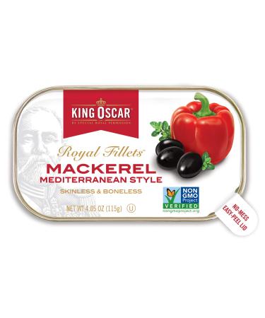 King Oscar Skinless and Boneless Mediterranean Style Mackerel Fillets, 4.05 Ounce, Pack of 12