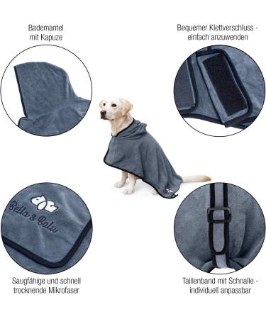 Bella & Balu Dog Bathrobe - Absorbent Microfiber Towel for XS Dogs | Perfect for Swimming & Rain - Gray - Buy Online on GoSupps.com
