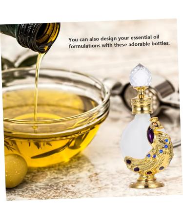 PLAFOPE 1pc Peacock Essential Oil Bottle Perfume Bottle Liquid Holder Liquid Dispenser Perfume Dropper Bottle Liquid Bottle Glass Empty Holder 3.1x10.5cm Golden - Buy Online on GoSupps.com