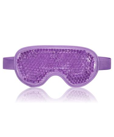 Cooling Eye Mask Gel Eye Mask Reusable Cold Eye Mask for Puffy Eyes Hot Cold Gel Beads Eye Mask for Dark Circles Migraine Stress Relief(Purple)
