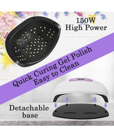 150W UV LED Nail Lamp for Gel Polish - Fast Curing Light with 57 Beads, Auto Sensor, Portable Handle - Professional Salon Accessories (Purple) - Buy Online on GoSupps.com