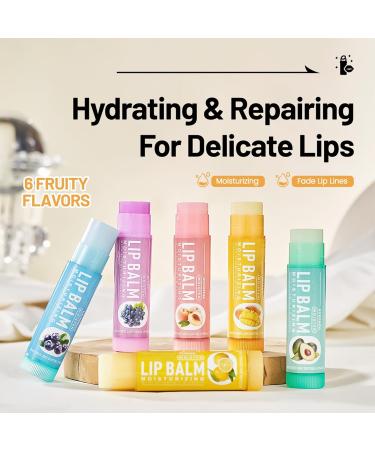 6 PCS Natural Lip Balm Anti Chapping Lip Mmoisturizers Fruit Flavoured Lip Balms Moisturizing lip care wrinkle-reducing lip balm cracking Moisturizing & Plump Quickly Replenishing Moisture - Buy Online on GoSupps.com