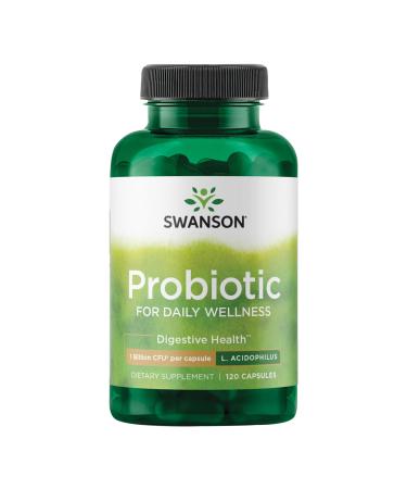 Swanson Probiotic - Digestive Health Supplement w/ 1 Billion CFU per Capsule - Natural Formula Supporting Bowel Regularity & Daily Wellness - (120 Capsules) 120 Count (Pack of 1)