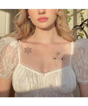 CARGEN Minimalist Flower Art Temporary Tattoo - Oneline Realistic Design, Waterproof Sticker for Women's Arm & Hands at Parties - Buy Online on GoSupps.com