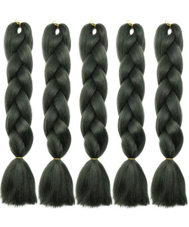 SEGO 5 Packs Braid Extensions 24 Inch Crochet Afro Synthetic Hair - Dark Green Braiding Hair for Stunning Styles - Buy Online on GoSupps.com