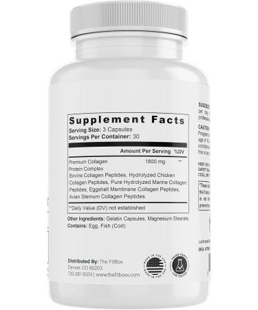 Fit Boxx Collagen5X Complete | Multi-Source Collagen peptides from Bovine, Marine, Poultry & Eggshell to Support Skin Elasticity, Joint Comfort, Healthy Hair & Bone Health 90 Capsules - Buy Online on GoSupps.com