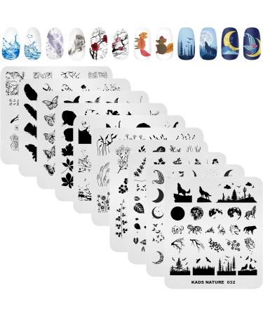 Alexnailart Nature Series Nail Stamping Plates Set - 10 Multi-Pattern Image Templates for Manicure Stencils - Buy Online on GoSupps.com
