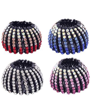 Pack Ponytail Holder Hair Accessories Expandable Rhinestone Bird Nest Hair Clip For Women Girls