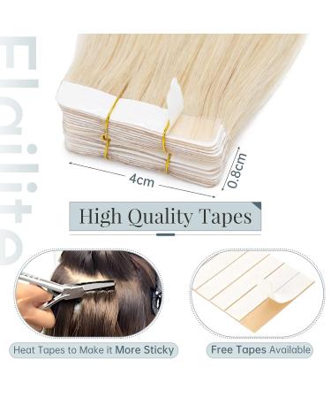 Elailite 45cm Tape Extensions - Real Human Hair 100g Smooth #60 Platinum Blonde 40 Pieces - Buy Online on GoSupps.com