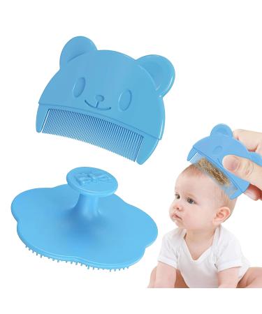 2 pieces baby ridge blue milk scab baby remove brush crucon baby plastic baby hair crown silicone scalp massage brush baby hair ridge for baby suitable for newborns baby