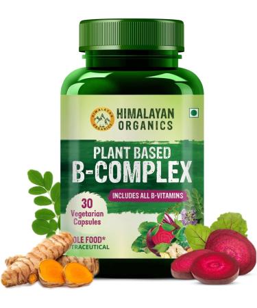 Plant Based Vitamin B Complex with 100% RDA B1 B2 B3 B5 B6 B9 & B12 | Hair Growth Boost Energy and Immunity (30 Capsules)