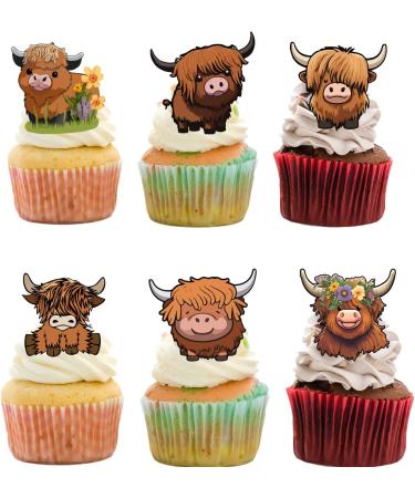 18pcs Highland Cow Cupcake Toppers for Boys Girls Adult Happy Birthday Glitter Western Rodeo Farm Party Decorations Supplies Glitter Highland Cow Cake Decorations - Buy Online on GoSupps.com