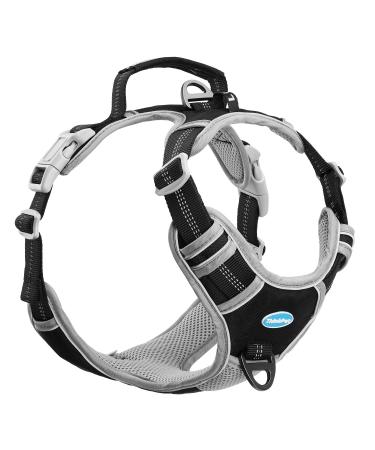Thinkpet Anti Zug Dog harness dog harness with handle easy to control dog dishes adjustable without choking dog dishes reflective breathable (m black) black m (1 Pack)