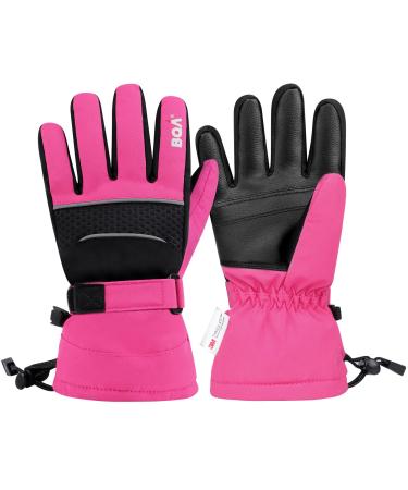 BQA Kids Ski Gloves Waterproof Winter Cold Weather Snowboard Snow Warm Gloves for Boys & Girls Red Medium