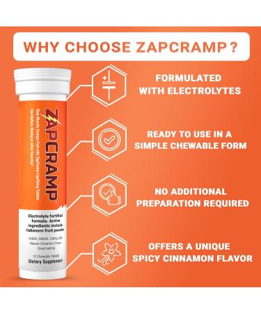 Muscle Cramp Relief Tablets - Chewable Electrolyte Formula for Body & Leg Cramps - Spicy Cinnamon Flavor - 12 Tablets (6 Doses) - International Shipping Available - Buy Online on GoSupps.com