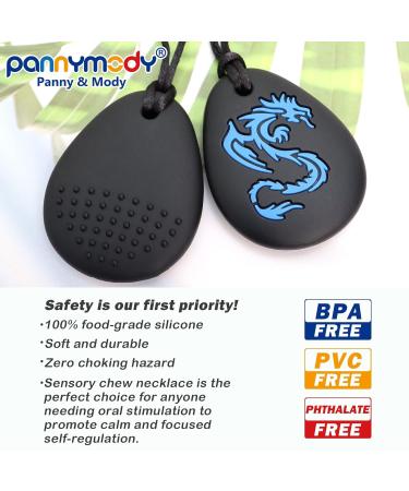 Buy Panny & Mody 2-Piece Dragon Chewing Chains | Chewable Jewelry for Boys & Girls | Sensory Oral Motor Skills - Ideal for Autism ADHD & SPD | Red/Blue Silicone K Toys - Buy Online on GoSupps.com