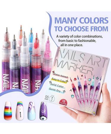 Lot de 12 stylos ongles - Hautement pigment s et s chage rapide - Pour femmes et filles - Pour d butants et la maison - Pour le dessin au quotidien en salon et en studio - Pour les femmes les Pointe aiguille - Buy Online on GoSupps.com