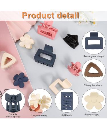 Heyu-Lotus 9 PCs Hair Claw Clips Set - Small Matte Nonslip Clips for Women and Girls - Square, Flower, Triangular Shapes - Ideal for Thick, Fine, Medium Hair - 2 Inch - Mixed 2 - Buy Online on GoSupps.com