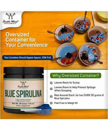 Blue Spirulina Powder - 35% Phycocyanin Superfood from Blue-Green Algae | Smoothie Mix | Natural Food Coloring | 1 Month Supply - Buy Online on GoSupps.com