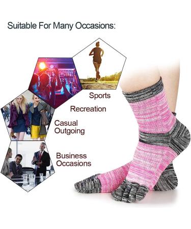 Meaiguo Women's Running Toe Socks - 4 Pairs, Grey/Blue/Pink/Purple - Buy Online on GoSupps.com