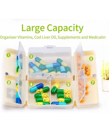 Daily Pill Organizer - Portable Travel Case for Vitamins Medications & Supplements - Magnetic Design Dustproof & Damp Proof - Apricot Color - Buy Online on GoSupps.com