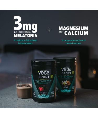 Vega Chocolate Strawberry Rest & Repair Powder 15 OZ - Plant-based Recovery Formula - Buy Online on GoSupps.com