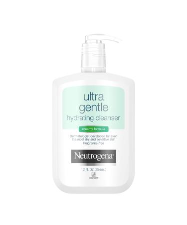 Neutrogena Ultra Gentle Hydrating Daily Facial Cleanser for Sensitive Skin Acne Eczema & Rosacea Oil-Free Soap-Free Hypoallergenic & Non-Comedogenic Creamy Face Wash 12 fl. oz