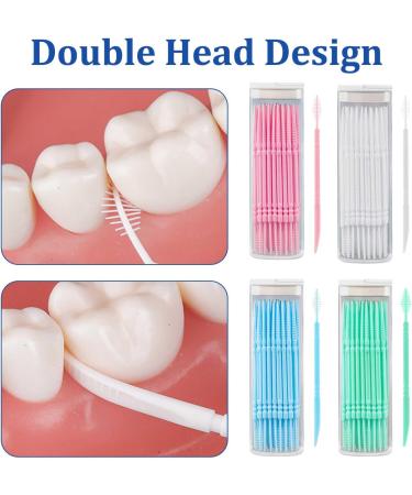 Buy Colored Plastic Toothpicks - 240 Double-Sided Tooth Sticks in Soft Box | Ideal for Kids & Seniors - White Pink Green Blue | International Shipping - Buy Online on GoSupps.com