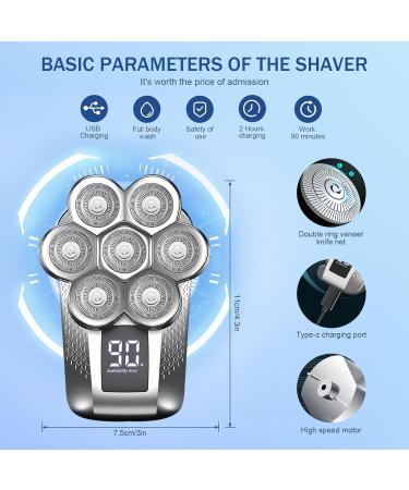 Head Shavers for Men IPX7 Skull Shaver 7D Rechargeable Rotary Shaver 5-in-1 Bald Men's Shaver Electric Razor Grooming Kit with Nose Trimmer and Hairdresser's Scissors - Buy Online on GoSupps.com
