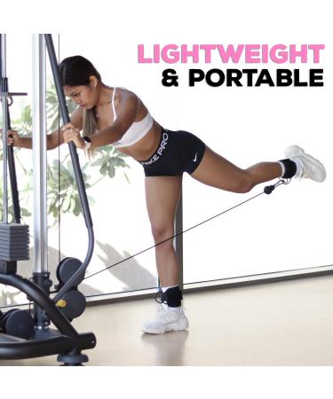 Padded Ankle Strap for Cable Machine - Adjustable Leg Straps for Gym Workouts - Black/Pink Ankle Cuffs for Glute Exercises - Buy Online on GoSupps.com