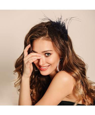 OIIKI 2Pcs Black Ostrich Hair Clip Feather Hairgrip - Retro Hair Jewelry for Women | Perfect for Bride, Party, Festival or Special Occasion - Buy Online on GoSupps.com