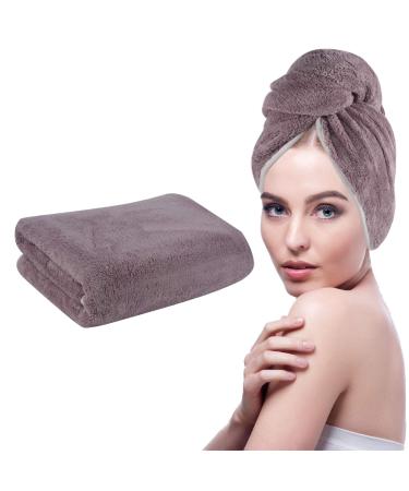KinHwa Extra Large Microfiber Hair Towel Super Absorbent Hair Dry Towel Wrap for Drying Wet Hair 24inch x 44inch Purple   Purple 1 pack