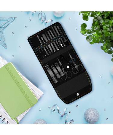 Professional 18 in 1 Manicure Set for Women & Men - Black | Nail Clippers, Pedicure Kit, Grooming Tools Included - Buy Online on GoSupps.com