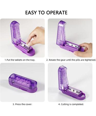 Purple Pill Splitter - Adjustable Stainless Steel Cutter for Small & Large Pills - Buy Online on GoSupps.com