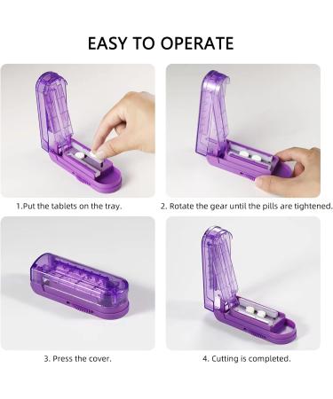 Premium Adjustable Pill Splitter & Cutter | Stainless Steel Blade | Accurate Pill Alignment | Cuts Small & Large Pills (Purple - Buy Online on GoSupps.com