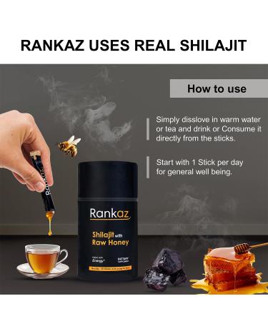 Rankaz Natural Shilajit Honey Sticks Organic - 30 Sticks Shilajit Honey Fulvic Acid and Trace Minerals - Buy Online on GoSupps.com