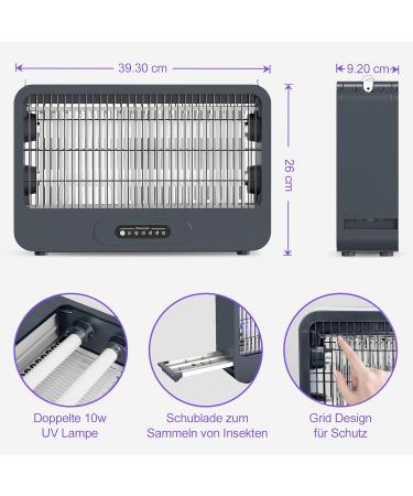 High-Power Electric Insect Destroyer | Double-Sided Fly Trap with Remote Control | 4000V Mosquito Trap for Kitchen Bedroom & Office (Gray) - Effective 100 m Coverage - Buy Online on GoSupps.com