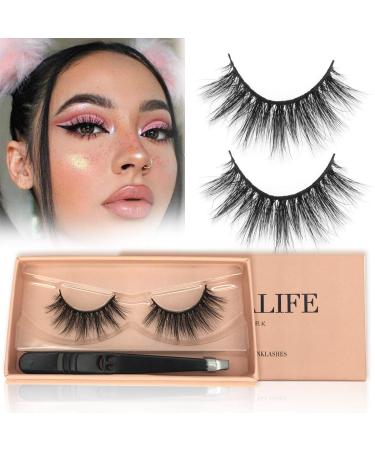 Wennalife Natural False Eyelashes, 15mm Eye Lashes Full Strips 3D Mink Eyelashes Natural Look Handmade Fake Eyelashes Medium Volume Wispy 3D Mink Lashes, FLORIST 15mm mink eyelashes FLORIST 1 pair