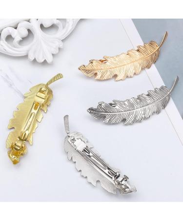 MELLIEX 4-Piece Vintage Leaf Feather Hair Clips - Elegant Hair Accessories for Weddings & Parties | Perfect Gift for Girls - Buy Online on GoSupps.com