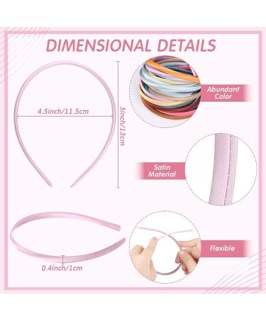 XunYee 100-Piece Thin Satin Covered Headbands for Girls and Women - 0.4 Inch Width, DIY Hairbands in 40 Colors - Buy Online on GoSupps.com