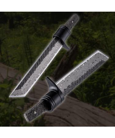 Tanto Blank Blade for Knifemaking | T10A Damascus San Mai Full Tang | DIY Custom Knife Blade for Outdoor & Camping (Includes Guard) - Buy Online on GoSupps.com
