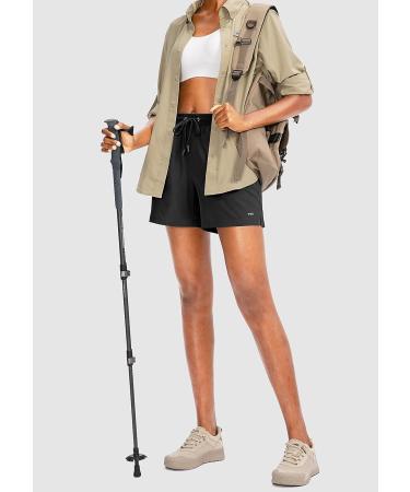 YYV Women's 5 Quick Dry Athletic Hiking Golf Shorts with Pockets - Black (Small) - Buy Online on GoSupps.com