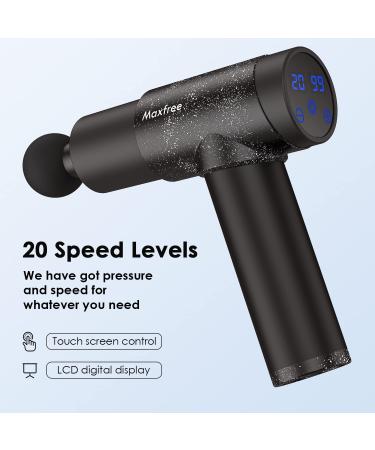 Maxfree Handheld Muscle Massage Gun EM-08(Black) - Deep Tissue Percussion Electric Massager for Athletes, Neck, Back, Shoulder Pain Relief - LCD Touch Screen, 6 Heads - Buy Online on GoSupps.com