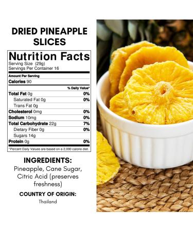 Amrita Dried Pineapple Rings 1 lb - Vegan, Non-GMO, Gluten-Free, Peanut-Free, Soy-Free, Dairy-Free - Resealable Bag - Perfect for Baking or Snacking - Buy Online on GoSupps.com