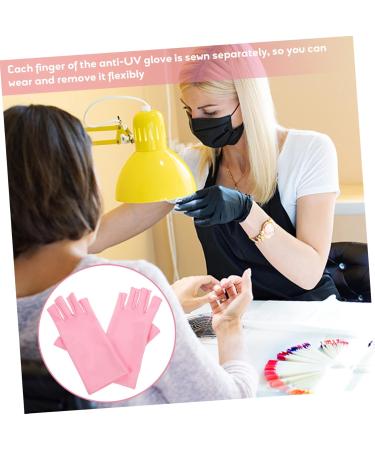 DRESSOOS 1 Pair Nail Gloves Manicure Gloves Anti UV Half Finger Gloves Protective Gloves Nail Art Salon Gloves UV Protection Gloves for Manicure Gel Fingerless Nail Supplies Pink Spandex - Buy Online on GoSupps.com