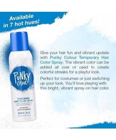 Punky Temporary Hair Color Spray in Bengal Blue - Non-Sticky, Non-Damaging Travel Size Dye for Instant Vivid Color - 3.5 oz - Buy Online on GoSupps.com