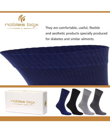 NoblesBox Diabetic Socks | Soft Bamboo for Men & Women | High Circulation, Diabetes, Varicose, Maternity, Neuropathy | 4 Pairs - Buy Online on GoSupps.com