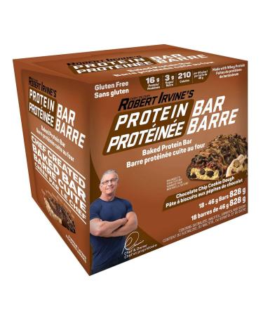 Chef Robert Irvine's Chocolate Chip Cookie Dough Flavour Protein Bars Gluetn Free 18 x 46g Bars - 828 Grams